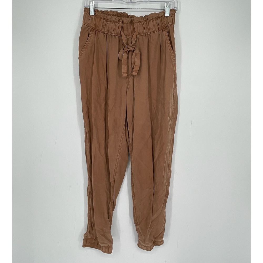 SO Women's Brown High Rise Lyocell Drawstring Elastic Waist Jogger Pants Size L